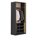 PUZZLE BLACK DOUBLE WARDROBE WITH DRAWER AND GLASS COVER